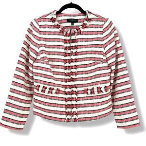 Talbots Tweed Striped Zip Front Blazer Jacket Womens Petite Size 4 Striped